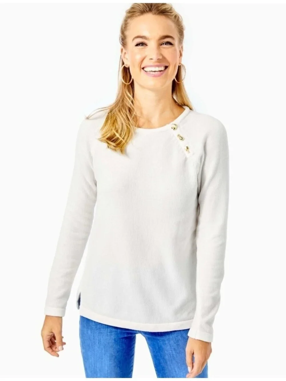 Lilly Pulitzer Pippin Sweater Coconut White Size XL Soft Cozy Crew Neck chenille